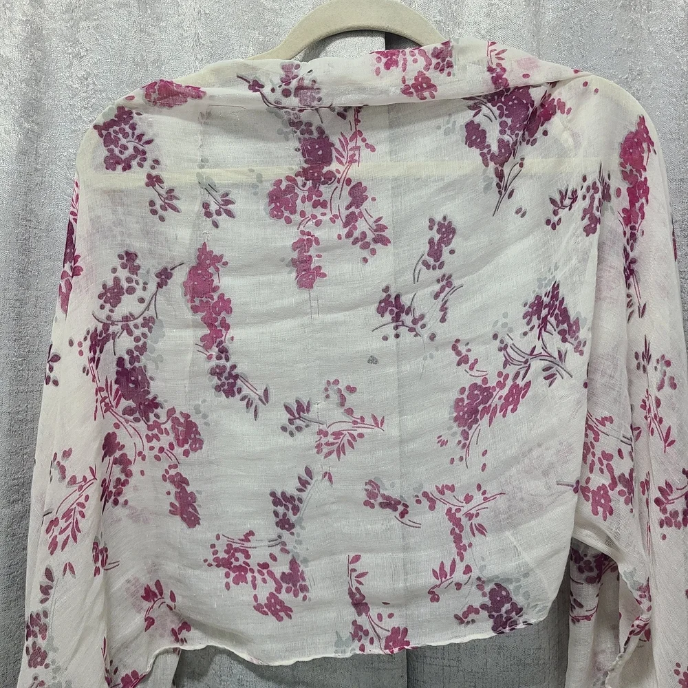 Floral Print Scarf Purple White RN 73277‎